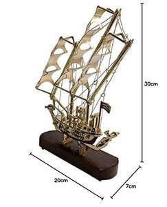 Pure Brass Ship Showpiece with Wooden Base <b>Nautical</b> Home <b>Decor</b> Luxury Gift Item - Product Image 4