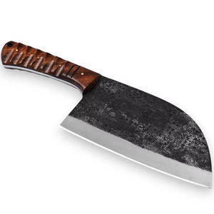 Hand Forged Eco-Friendly Carbon Steel Multi-Purpose Cleaver <b>Knife</b> Ambidextrous Dishwasher <b>Safe</b> Wooden Handle Kitchen <b>Knife</b> - Product Image 1