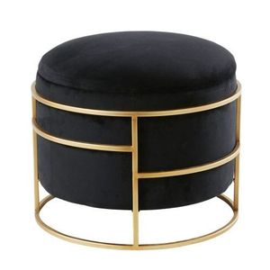 Best Seller Black Color Round Shape <b>Ottomans</b> With gold Soft Upholstery Living Room Furniture Home <b>Stool</b> - Product Image 2