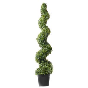 Albero Topiario Artificiale di Bosso a Spirale Alto 60 Pollici con Foglie Extra e Vaso, Set da 2 Pezzi - Product Image 5