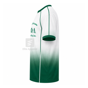 Maillot de football personnalisé Iota Phi Lambda Sorority à manches courtes avec logo sur le devant, dégradé vert et blanc, respirant, pour femmes, modèle Elite - Product Image 4
