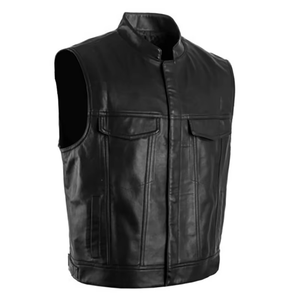 Chaleco de Cuero Vacuno para Hombre, de Alta Calidad, Resistente al Viento, Transpirable e Impermeable, con Logotipo Frontal en Tela Tejida, para la Temporada de Primavera 2026 - Product Image 1