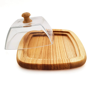 Wooden Butter Dish With Glass Lid Used As A Stylish Serveware Perfect For <b>Breakfast</b> Table Setup Wholesale From India - Product Image 1