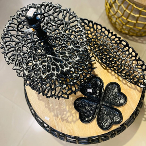 Cuenco de Aluminio Plateado Negro Estilo Coral, Diseño Superior, Hecho a Mano, Elegante, para Decoración de Centro de Mesa - Product Image 1