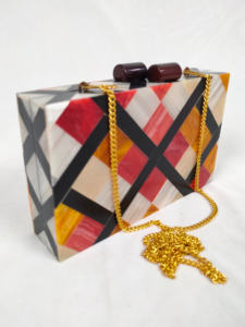 Handmade Luxury <b>Resin</b> Clutch with Geometric Design Custom Acrylic Evening Bag for Parties Weddings and Events - Product Image 5