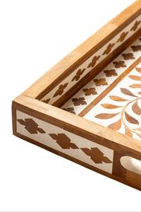 Premium Wood Inlay Multipurpose Tray Handmade Decorative Organizer for <b>Vanity</b> Coffee Table <b>Bathroom</b> and Office Desk - Product Image 6