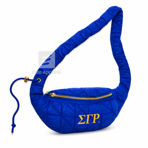Sac banane personnalisé Sigma Gamma Rho Sorority bleu et or, style décontracté, logo brodé et fermeture éclair, pour femme, vêtements grecs - Product Image 2
