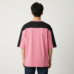 Camiseta de hombre de calidad premium, corte holgado, paneles en contraste, 100% algodón, 210g, manga corta, cómoda para uso diario, estilo hip hop. - Product Image 6
