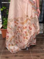 Sari de Seda Negra de Excelente Calidad, Diseño Moderno y Elegante, con Bordado a Hilo y Estampado Digital, Venta al Por Mayor