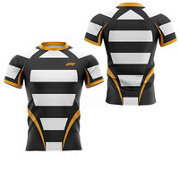 Jersey Rugby Lengan Pendek Bahan 100% Poliester Anti-Bakteri Ringan Desain Kustom Unisex Layanan OEM Berkualitas Tinggi