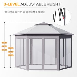 Carpa Gazebo Plegable de 11 x 13 pies con Paredes Laterales de Malla con Cremallera para Patio, Jardín, Eventos, Pérgola, Pabellón - Product Image 6