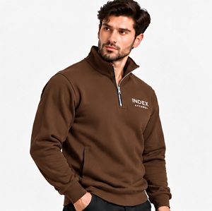 Sudadera de Cuello Alto con Cierre de Cremallera para Hombre, Marca Index Apparel, Color Marrón, Corte Regular, Manga Larga, Estilo Casual - Product Image 4