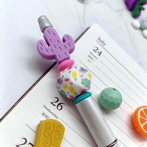 Hot Selling Cute Cartoon Cactus Silicone Bead Pen <b>Novelty</b> DIY Wholesale <b>Gift</b> with Beads - Product Image 2