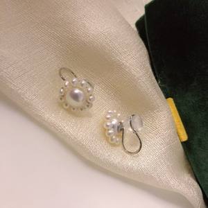 Boucles d'oreilles à clip en perles d'eau douce populaires de 7-8 mm, design simple en silicone, pratique, perles Mantou, bijoux - Product Image 3