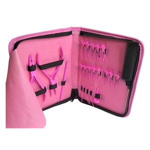 Professional Black Hair Extension Tool Kit with Micro Bead Pliers Loop <b>Needles</b> Tail comb With Zipper <b>Case</b> - Product Image 3