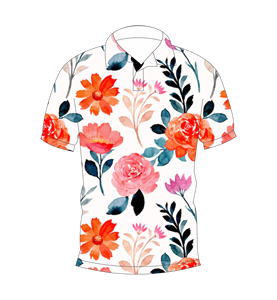 เสื้อโปโลผู้ชายสีขาวพิมพ์ลายดอกไม้สีน้ำลำลองแขนสั้นแฟชั่นฤดูร้อน - Product Image 4