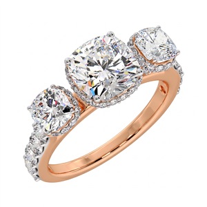 Bague de fiançailles de luxe pour mariée, avec diamant de laboratoire tendance de 2 carats, taille Trinity, trois pierres, cadeau d'anniversaire et usage quotidien - Product Image 2