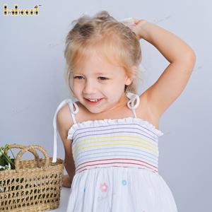 <b>Girl</b> <b>Dress</b> with Colorful Horizontal Lines Hand Embroidery ODM OEM Baby Smocked <b>Dress</b> Wholesale Manufacturer - DR4164 - Product Image 6
