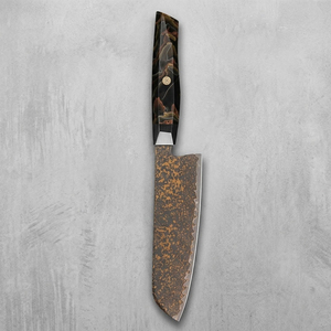 Couteau de chef artisanal de luxe en cuivre damas avec motif élégant et manche en bois durable pour une cuisine gastronomique - Product Image 6