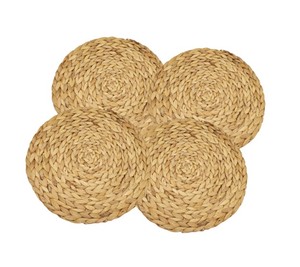 Set de table rond en jacinthe d'eau tressée, fait main, naturel, style rustique bohème, résistant à la chaleur - Product Image 2