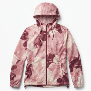 Stylish <b>Women</b> <b>Windbreaker</b> Jacket Hooded Lightweight Outdoor Sportswear Zip Front Breathable Fabric With Side Pockets - Product Image 1