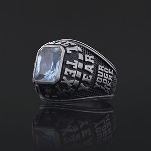 Bague d'université BOJ MCollege 001 personnalisée en argent avec diamant, bague de diplôme unisexe, certifiée GIA, micro-prix bas - Product Image 1