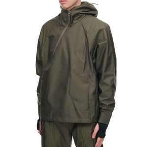 Men's Waterproof <b>Techwear</b> Windbreaker <b>Jacket</b> Asymmetric Zip Tactical Hooded Streetwear Outdoor Functional Lightweight <b>Jacket</b> - Product Image 3