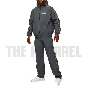 <b>Men's</b> Casual Solid Two Piece Custom Breathable Lightweight Tracksuit Set - Product Image 1
