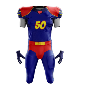 Jersey de Fútbol Americano Personalizado para Hombre, Rojo y Azul, Corto, Transpirable, Ajustado, con Estampado Sublimado, Número de Jugador 50 en la Espalda, 100% - Product Image 2