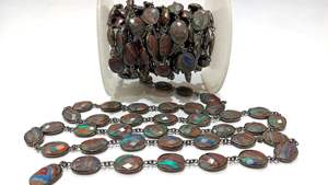 Cadena con Conector de Cuarzo Fordite en Forma Libre Briolette de 10x15mm - Product Image 4