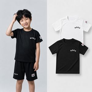เสื้อยืดแขนสั้นสำหรับเด็ก R.O.K.A สีดำ สีขาว แห้งเร็ว ระบายอากาศได้ดี ผ้าตาข่าย ทรงปกติ น้ำหนักเบา ลำลอง คอกลม - Product Image 1