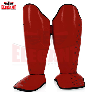 Protège-tibias et protège-pieds en cuir pour Muay Thai, Kickboxing, MMA – Équipement d'entraînement et de combat avec fermeture auto-agrippante - Product Image 4