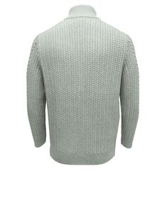 Cardigan en tricot uni pour homme avec fermeture éclair, manches longues, col montant, pull d'hiver - Product Image 2