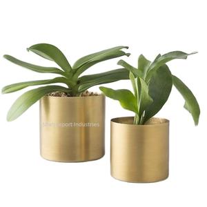 Maceta de flores de metal con acabado dorado de tendencia para uso en exteriores en el hogar, balcón, Patio o decoración de jardín, macetas de flores - Product Image 1