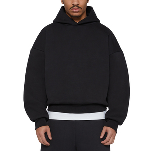 Sweat-shirt à capuche surdimensionné pour homme, couleur unie, tissu French Terry, coupe décontractée, vêtements d'automne - Product Image 1