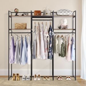 Heavy Metal Stand-Alone Wardrobe Organizer with <b>Suspender</b> Hanger and Multiple Storage Racks Portable Bed Wardrobe - Product Image 3