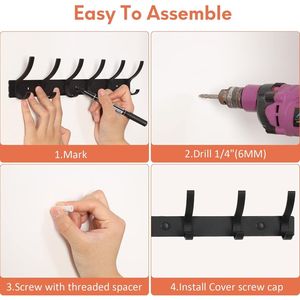 Set di 2 Appendiabiti da Parete con Ganci per Appendere Cappotti - Product Image 1