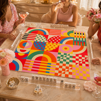 Tapis de Mahjong Géométrique Rétro Moderne de Luxe Pliable de 33 Pouces en Néoprène Antidérapant pour Poker Américain, Vente en Gros, Boutique, Cadeau, Jeu