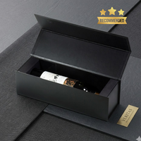 Caja de Regalo Plegable de Cartón Rígido Negro Mate Personalizada para Botellas de Vino con Recubrimiento UV, para Champán, Whisky, Vino Tinto y Licores