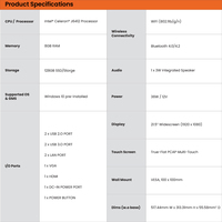 Écrans de cuisine tactiles PCAP de qualité commerciale 21,5 pouces, moniteurs KDS POS 1920x1080p Android 11 Pro / Windows 11 Pro