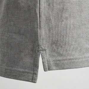 Chemise grise à manches courtes pour homme, 100 % polyester tricoté, unie, décontractée, respirante, infroissable, coupe classique, avec boutons - Product Image 5