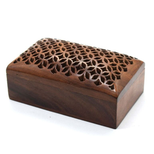 Caja de Joyería de Madera Hecha a Mano con Cierre, Caja de Almacenamiento Decorativa de Madera de Mango, Caja de Recuerdos Vintage Tallada a Mano con Diseño Geométrico - Product Image 6