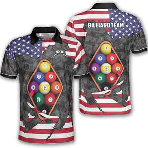 Men's Short Sleeve <b>Polo</b> <b>Shirt</b> With <b>Vintage</b> Pin-Up Pool Player Print Casual Woven Style Digital Printing - Product Image 4