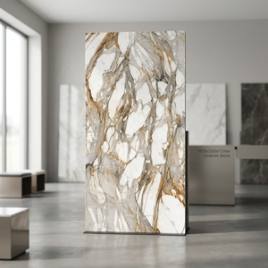 Alex Calacatta Blanc 1600x3200mm Pierre frittée haute brillance Carrelage de porcelaine pour sol mur grande dalle - Product Image 4