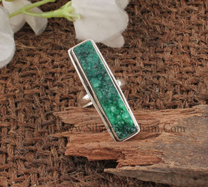 Natural Green Druzy Sterling <b>Silver</b> Classic Amethyst <b>Ring</b> Rectangle Raw Geode Stone <b>Statement</b> <b>Ring</b> for Women Wedding Party - Product Image 5