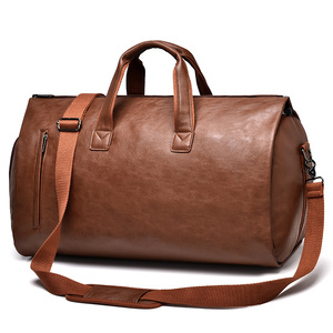 Sac de voyage convertible en cuir PU personnalisé, grand format, imperméable, pour homme, sac de week-end, sac de transport pour vêtements - Product Image 1