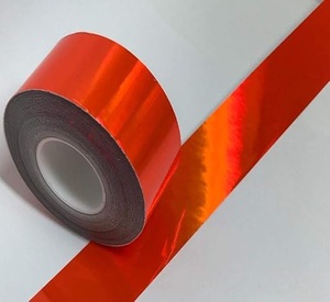 <b>Multi</b>-Purpose Holographic Rainbow Reflective Tape Fluorescent Orange Self-Adhesive Iridescent for Decoration Crafting Packaging - Product Image 1