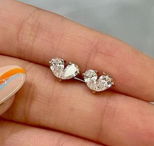 Pendientes Exclusivos de Diamantes en Forma de Pera, Cultivados en Laboratorio, Certificados por IGI, Color D E F, Claridad VVS VS, Oro, Oro Rosa, Oro Blanco, Plata, para Mujer - Product Image 3