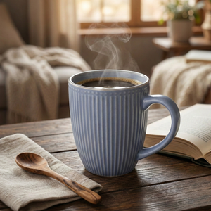 <b>Slate</b> Blue Glazed Ceramic Mug Set of 4 400/600ml Capacity Microwave Safe Sublimation Printing Custom Tea Mug with Gift Box - Product Image 2