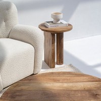Table d'appoint ronde en bois Vandana Orion Solace avec pieds croisés, meuble d'appoint moderne